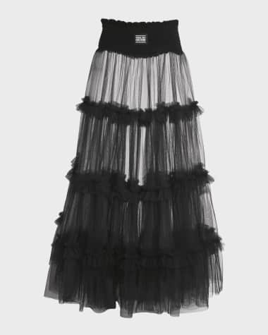 Versace Jeans Couture Tiered Tulle Midi Skirt