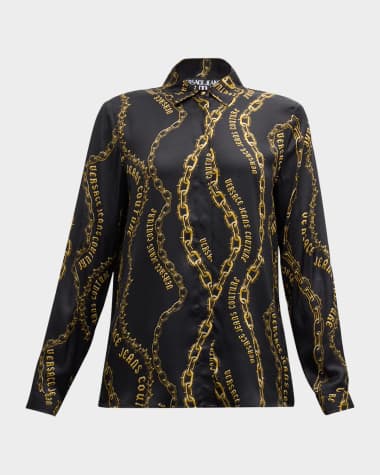 Versace Jeans Couture Long-Sleeve Chain Logo Shirt