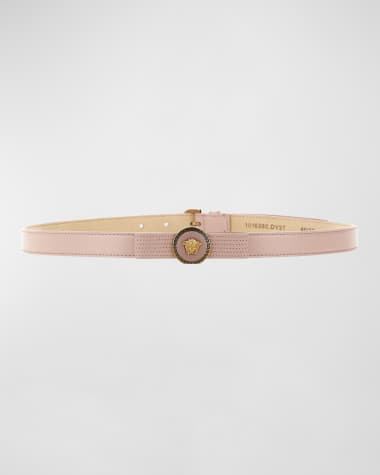 Versace Medusa Bow Leather Skinny Belt