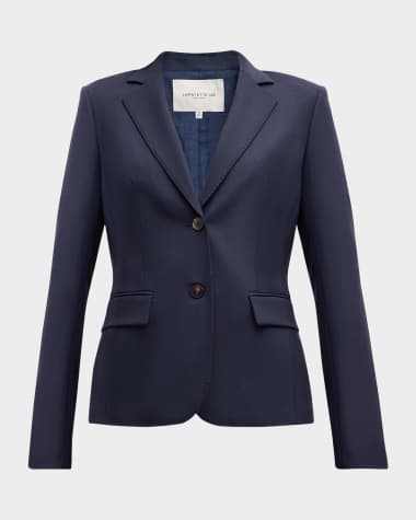 Lafayette 148 New York Pick Stitch Stretch Wool Blazer
