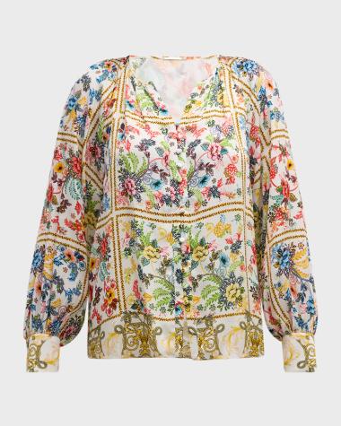 Chemisier Elie Tahari Manches 3/4 Maille Florale Noire - Taille M, Neuf Sans étiquettes