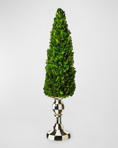 MacKenzie-Childs Courtly Check Large Pedestal Boxwood Topiary