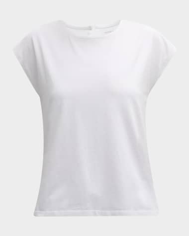 Eileen Fisher Cap-Sleeve Organic Cotton Stretch Jersey Top