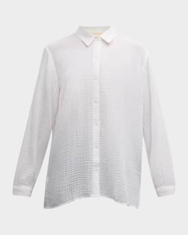 Eileen Fisher Button-Down Organic Cotton Gauze Shirt