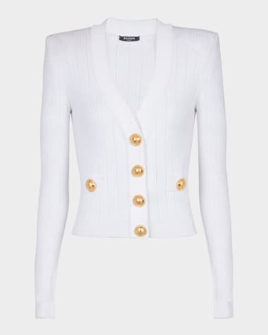 Balmain Buttoned Knit Cropped Cardigan