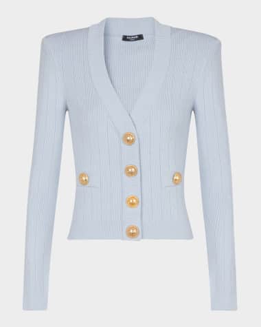 Balmain Buttoned Knit Cropped Cardigan