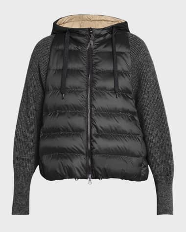 Brunello Cucinelli Padded Taffeta Vest with Cashmere Ribbed Sleeves