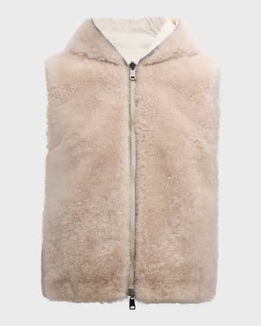 Brunello Cucinelli Cashmere Teddy Effect Reversible Hooded Vest