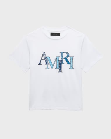 Amiri Boy's Bandana-Print Staggered Logo-Print T-Shirt, Size 4-12