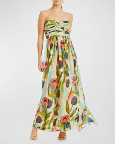 Mestiza New York Soledad Strapless Floral-Print Gown