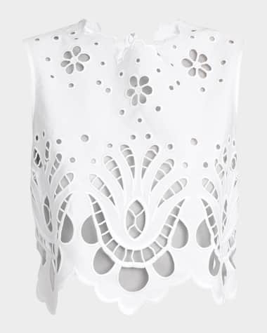 Dolce&Gabbana Cutout Embroidered Cotton Popeline Crop Blouse