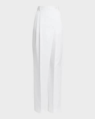 Dolce&Gabbana Cotton Popeline Flared Wide-Leg Pants with Frontal French Pockets