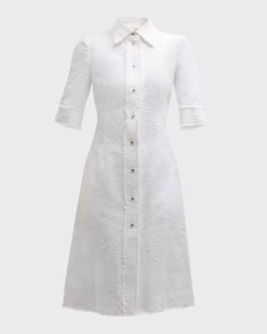 Dolce&Gabbana Short-Sleeve Boucle A-Line Midi Shirtdress