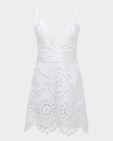 Dolce&Gabbana Eyelet Cotton Poplin Sleeveless Mini Dress