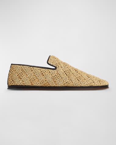 Bottega Veneta Sunday Raffia Slipper Loafers