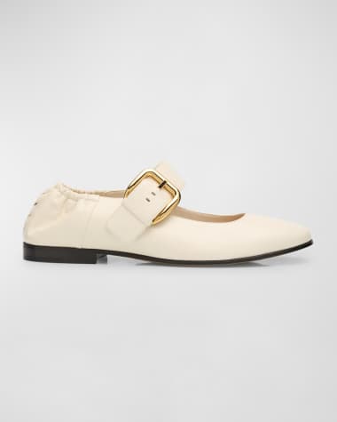 Bottega Veneta Astaire Leather Mary Jane Ballerina Flats
