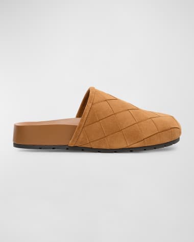 Bottega Veneta Reggie Woven Suede Slipper Mules