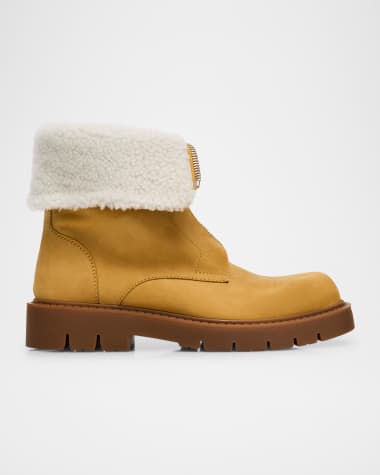 Bottega Veneta Haddock Suede Shearling Zip Booties