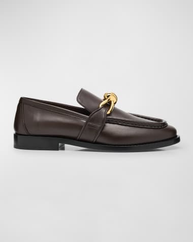 Bottega Veneta Astaire Metallic Knot Leather Loafers