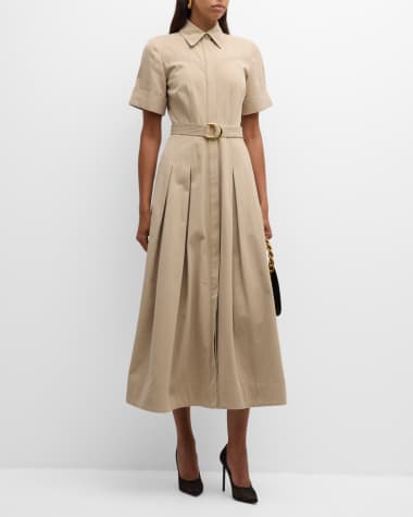 Adam Lippes Leighton Belted Cotton Twill Maxi Shirtdress