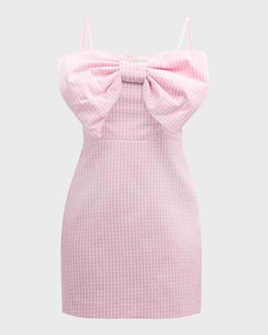 LoveShackFancy Bellica Bow-Embellished Cotton Gingham Mini Dress