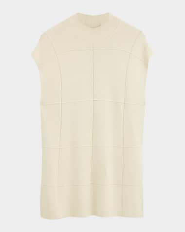 Joseph Mock-Neck Grid Knit Tank
