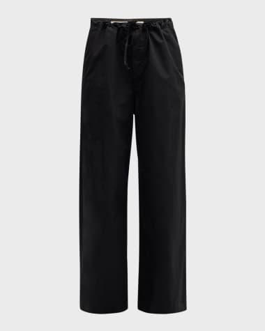 Nili Lotan Kai Cotton Straight-Leg Drawstring Pants