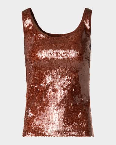 Akris Sequined Scoop-Neck Tank Top