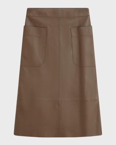 Joseph Blomfield Nappa Leather Midi Skirt