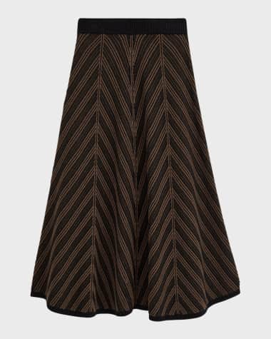 Joseph A-Line Ribbed Chevron Midi Skirt