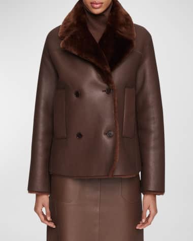Joseph Calla Leather and Shearling Coat