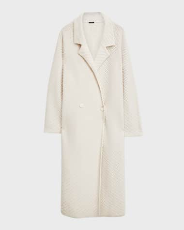 Joseph Double-Breasted Diagonal Ribbed Coat