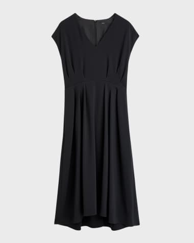 Joseph Turot Pleated Comfort Cady Midi Dress