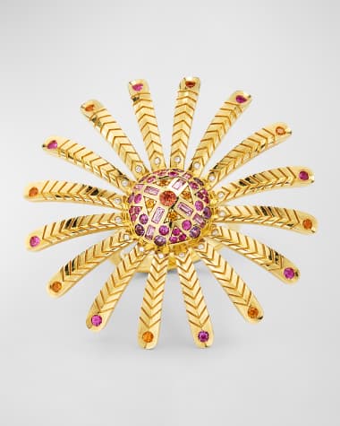 Harwell Godfrey Major Sunflower Sapphire, Amethyst, and Diamond Ring
