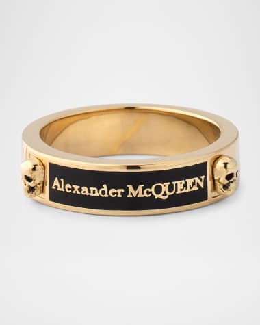 McQueen Men's Skull Enamel Logo Ring