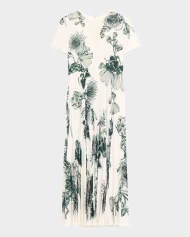 Jason Wu Collection Pincushion Floral Pleated Maxi Dress