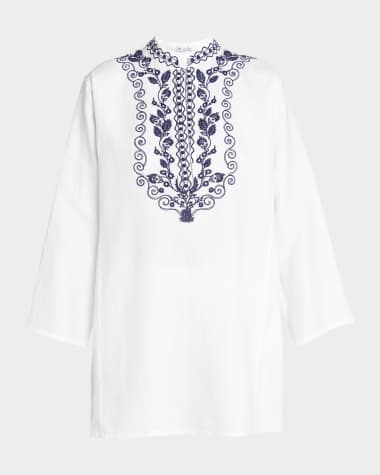 Loro Piana Cam Sophia Embroidered Antigua Blouse