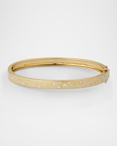 Siena Jewelry 14K Yellow Gold Scattered Diamond Bangle Bracelet