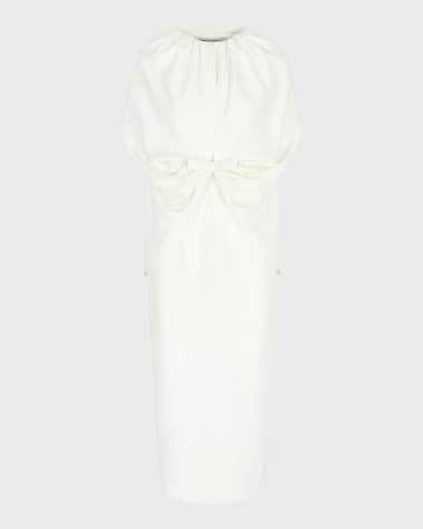 BERNADETTE Ruched Waist Long Cape Dress