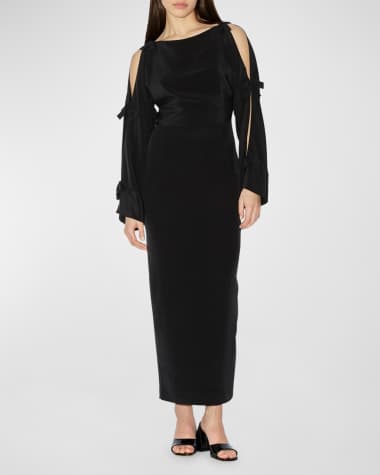 BERNADETTE Candela Bow-Slash Sleeves Maxi Dress