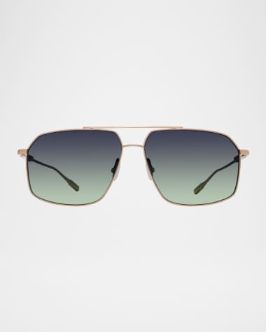 Barton Perreira Men's Renzo Polarized Titanium Rectangle Sunglasses