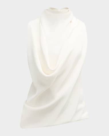 Brandon Maxwell Lina Draped Cowl-Neck Sleeveless Top