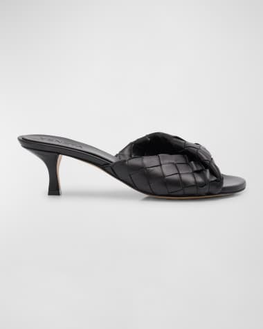 Bottega Veneta Interciato Woven Twist Mule Sandals