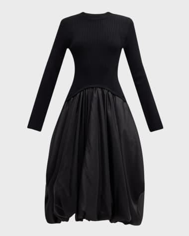 SIMKHAI Kenlie Mixed Media Bubble Midi Dress