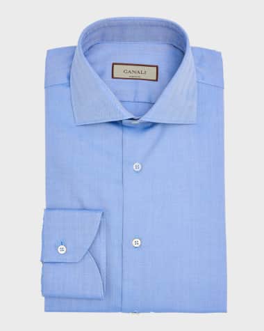 Canali Men's Cotton Herringbone Dress Shirt