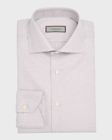 Canali Men's Cotton Micro-Check Dress Shirt