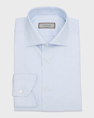 Canali Men's Cotton Micro-Structure Dress Shirt