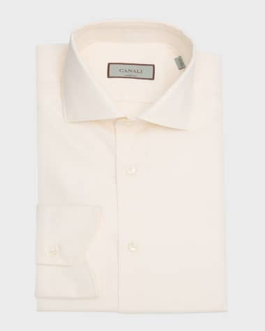 Canali Men's Ecru Cotton Dress Shirt