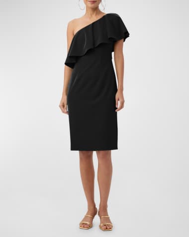Trina Turk Luau One-Shoulder Ruffle Dress