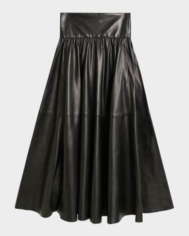 By Malene Birger Mivilo A-Line Leather Midi Skirt